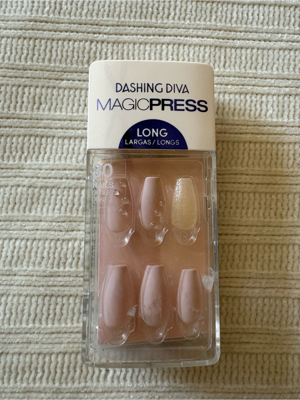 Dashing Diva MagicPress Long Press-On Nails in Nude with Gold Accent